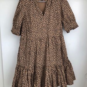 J Crew Leopard Dot Tiered Dress